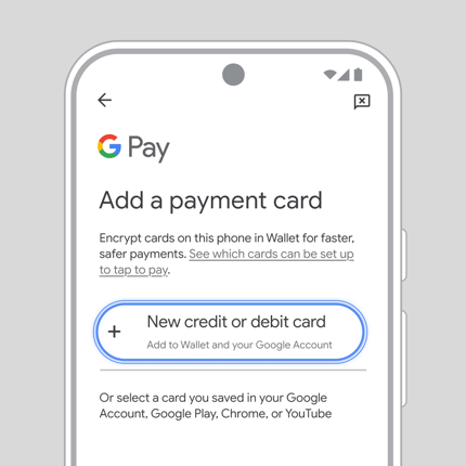 The Add a payment card menu on a phone.