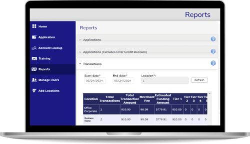 Our reports interface on a laptop